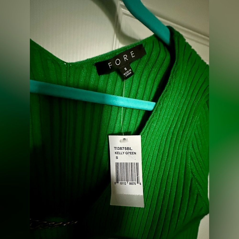 ‼️RARE‼️🎸FORE🎸🔥NWT🔥Chain Rib Knit Cropped Sweater—S - Picture 10 of 16